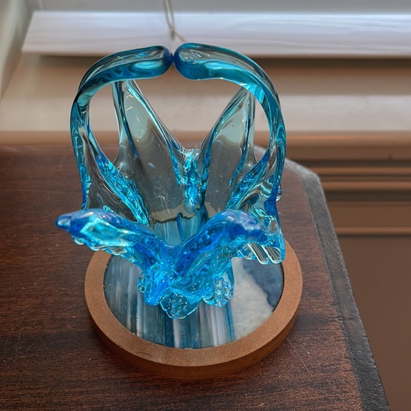 Vintage 1960s Art Glass Basket Aqua - Picture 4 of 8